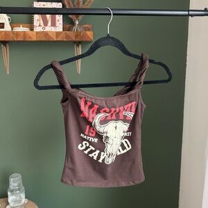 Fashion Nova brown sleeveless crop top small